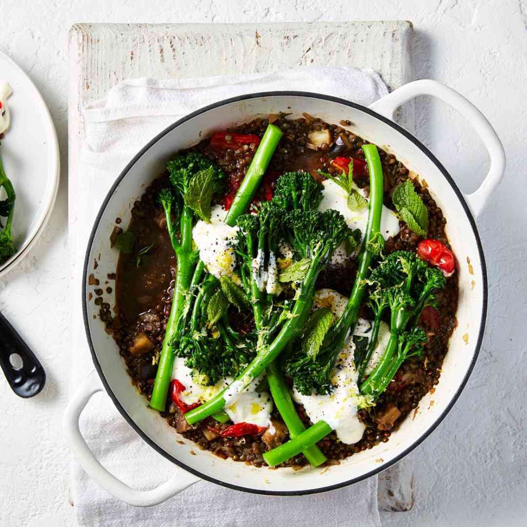 Puy-Lentils-with-Sauteed-Broccolini