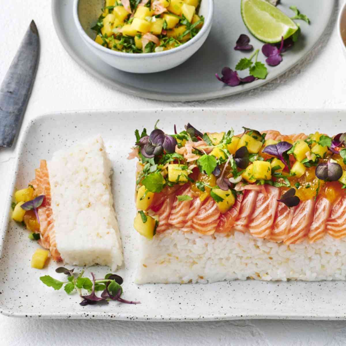 Sushi-Loaf-with Double-Calypso- Mango-Salsa