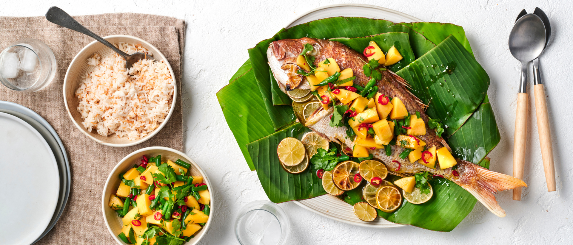 Baked Snapper with Calypso® Mango, Green Beans and Chilli Salsa Recipe 